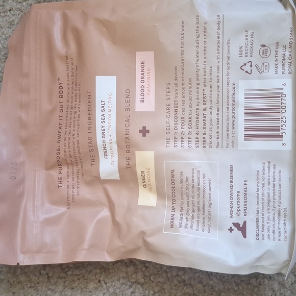 Pursoma Bath Soak Sweat It Out with Ginger and Blood Orange And Dr Teal's Salt - Picture 3 of 4